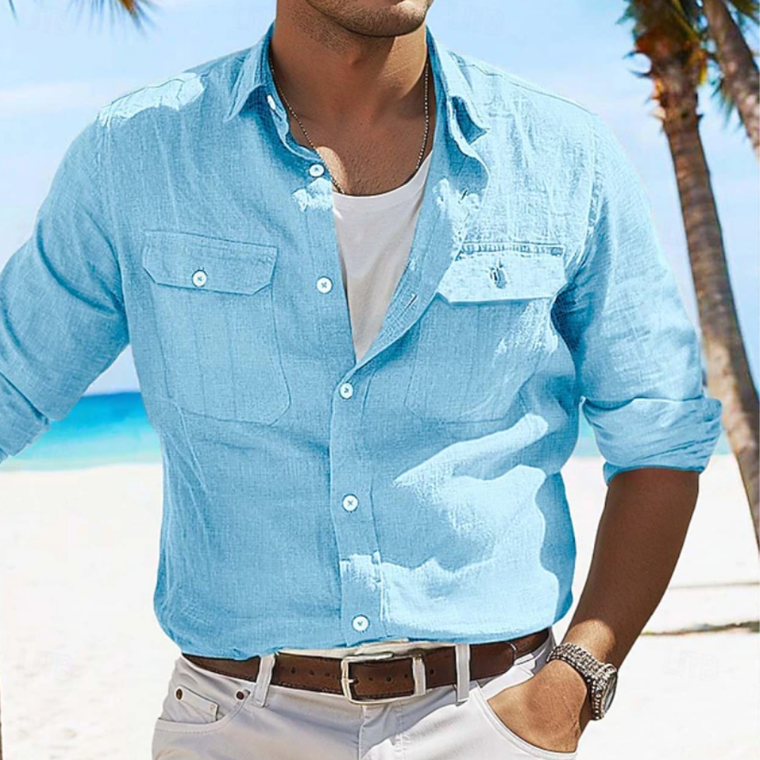 Jann | Linen Button-Up Cargo Shirt
