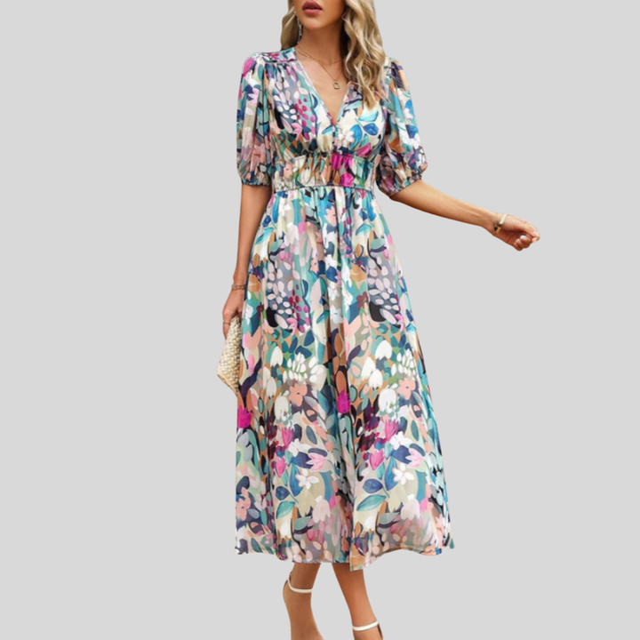 Estella | Flattering Floral Midi Dress