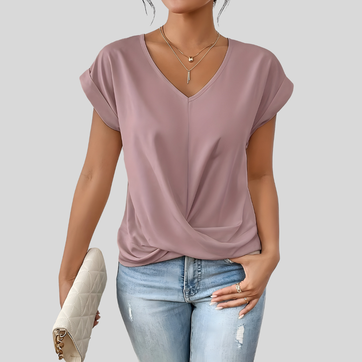 Kathrina | Elegant Twist-Front V-Neck Top