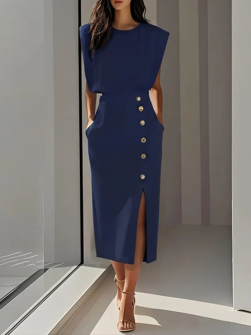 Yasmin™ | Midi Dress with Side Slit