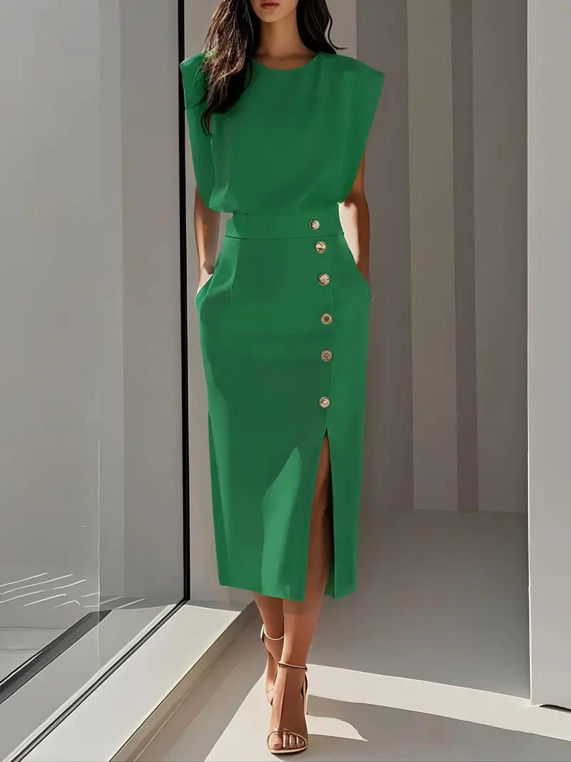 Yasmin™ | Midi Dress with Side Slit
