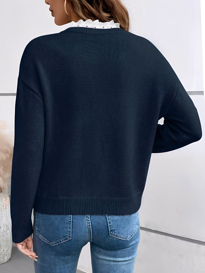 Céline | Sweater with Lace Neckline