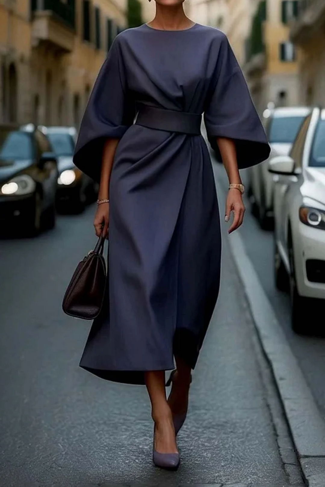 Grace | Elegant Tie-Waist Midi Dress