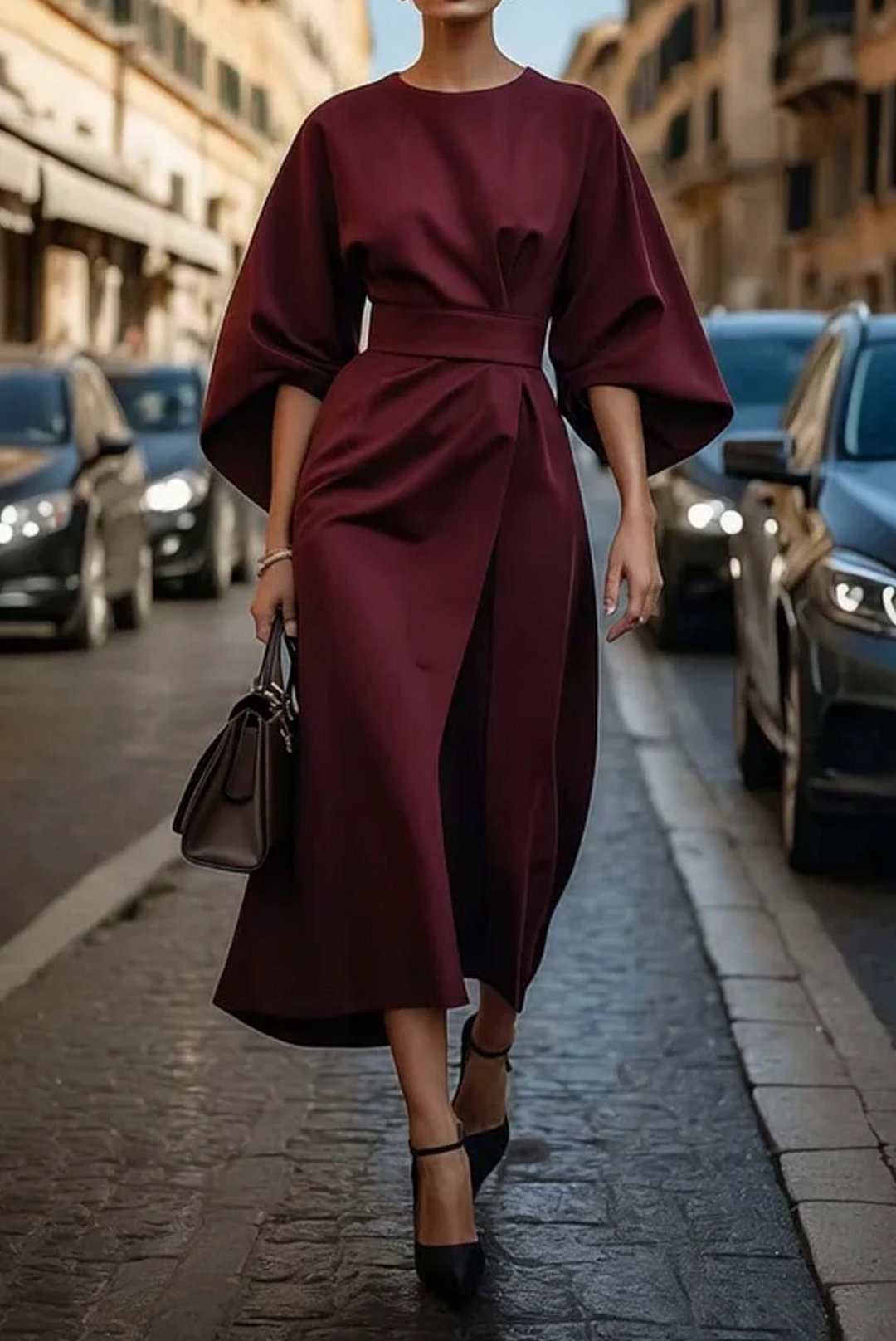 Grace | Elegant Tie-Waist Midi Dress