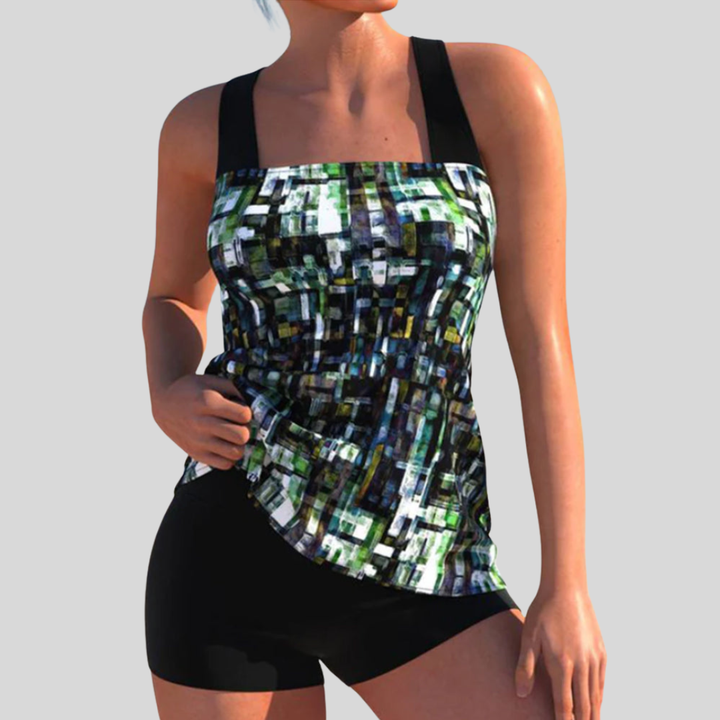 Printed Tankinis with Square Neckline