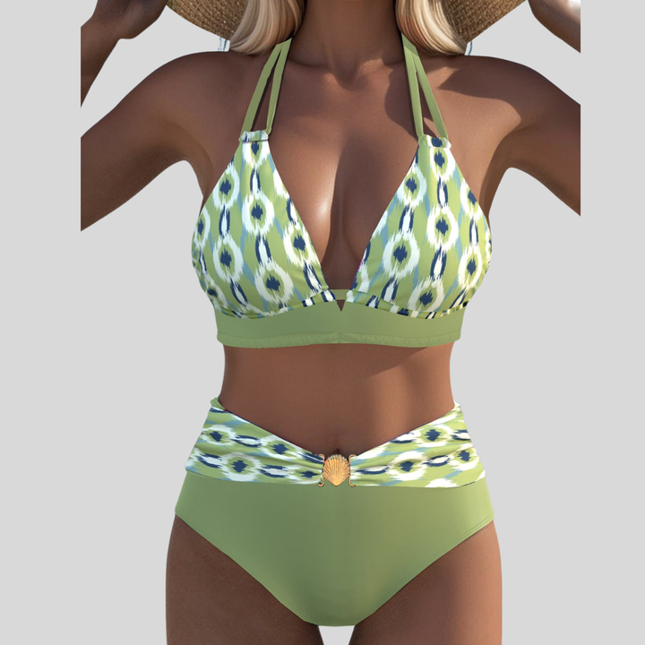 Sexy Deep V Neck Printed Bikini