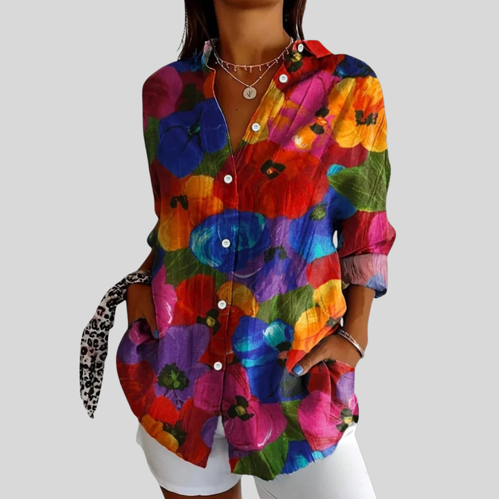 Anita - Vibrant Artistic Button-Up Blouse
