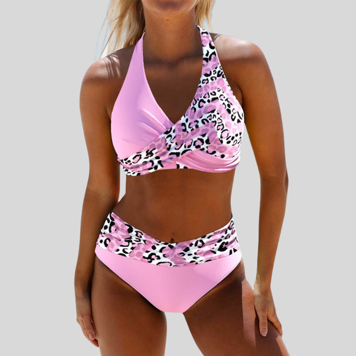 Leopard Print Patchwork Bikini