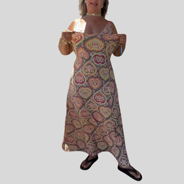 Strapless Heart Print Swimsuit Vacation