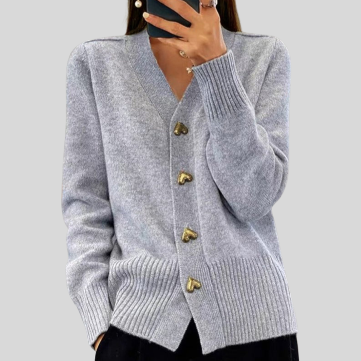Adele | Elegant Heart Button Cardigan
