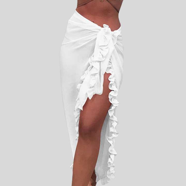 Solid Color Ruffled Cover-Up