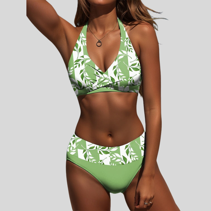 Sexy V-Neck Printed Triangle Bikini