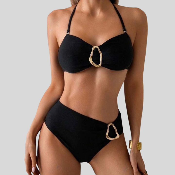 Crossed Strap Solid Color Sexy Bikini