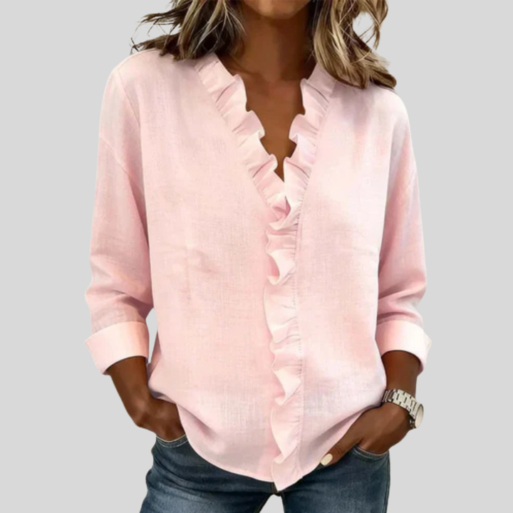 Susan | Ruffled V-Neck Blouse