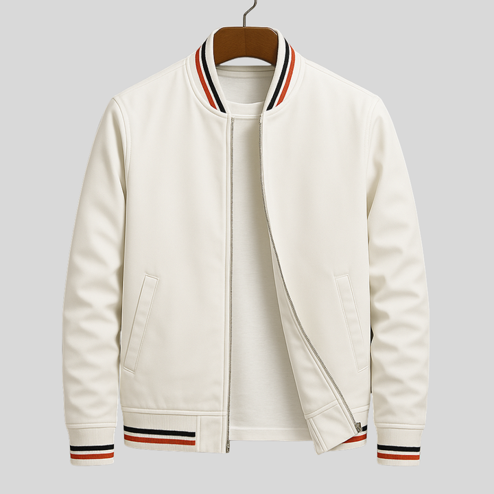 Chez | Elegant Striped Bomber Jacket