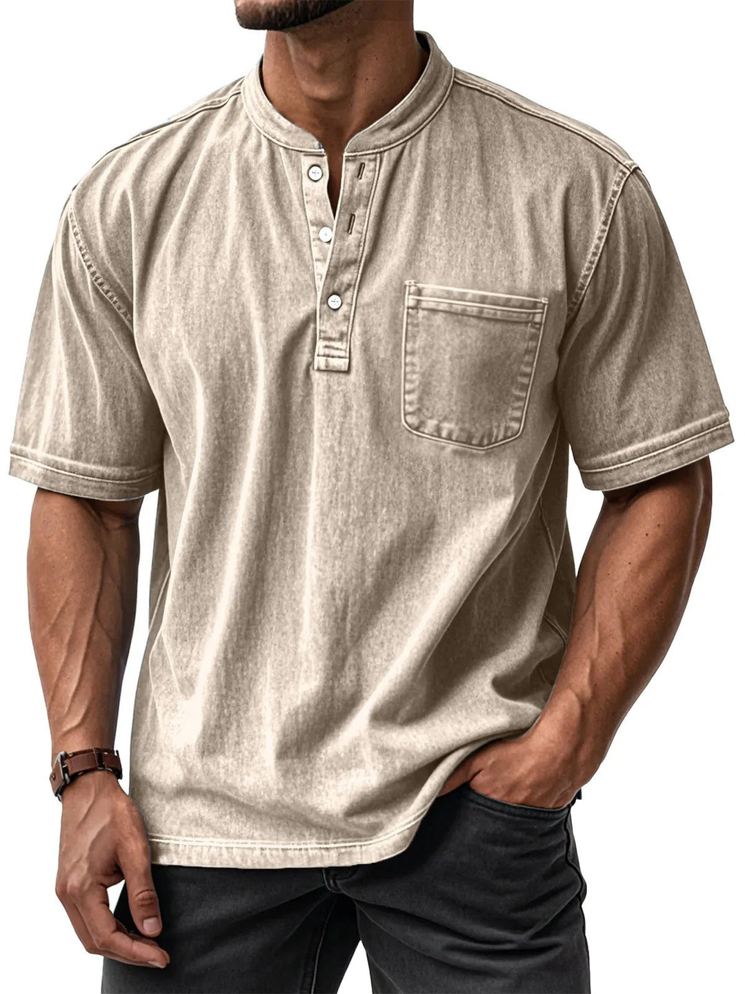 Caelum | Stand Collar Summer Henley