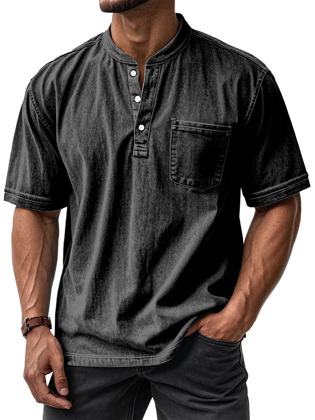 Caelum | Stand Collar Summer Henley