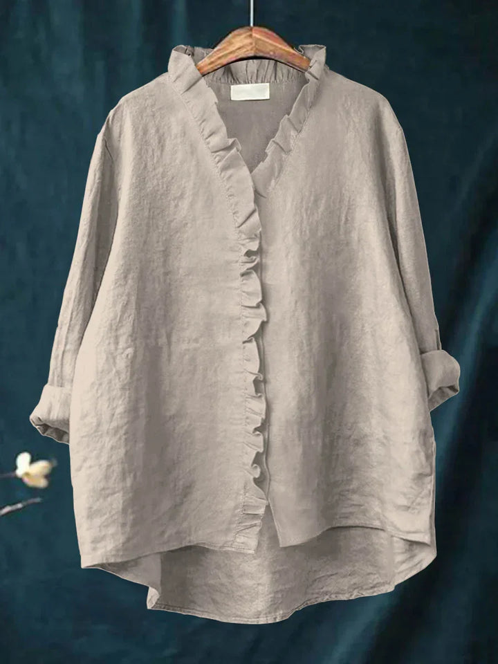 Sanela | Cotton & Linen Ruffle Shirt