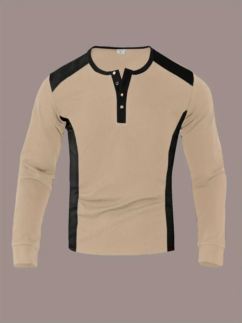 Kyran | Waffle Long Sleeve Henley Shirt