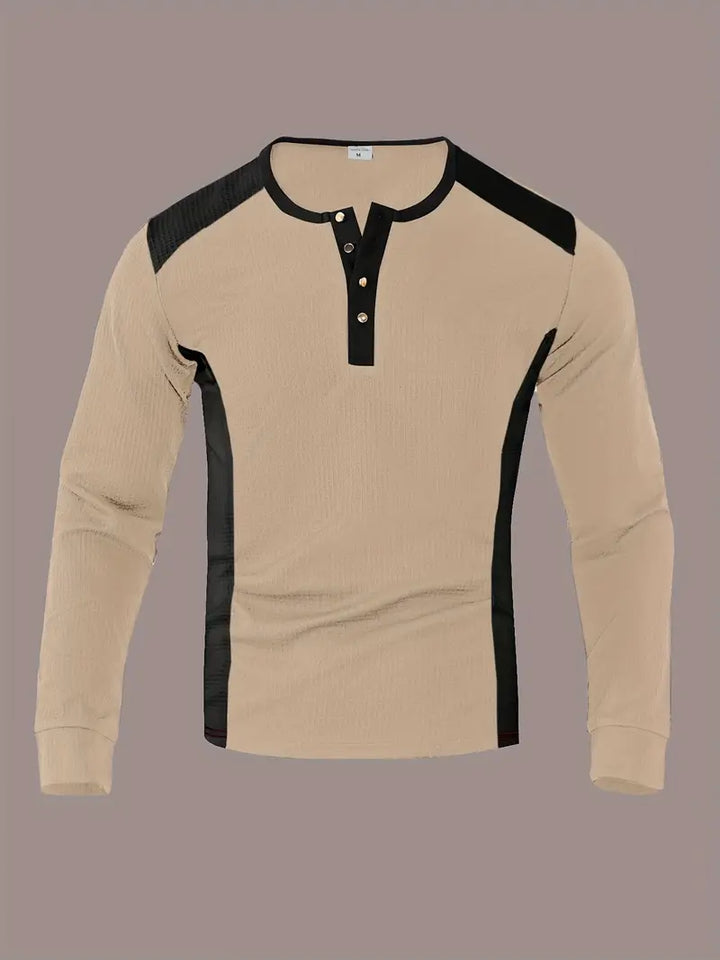 Kyran | Waffle Long Sleeve Henley Shirt