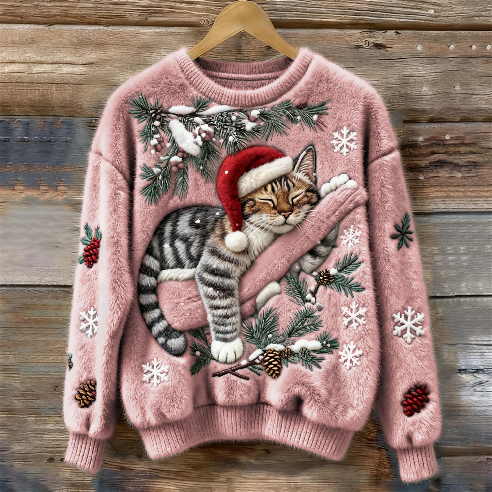 Nevita™ | Soft Christmas Sweater with Festive Cat