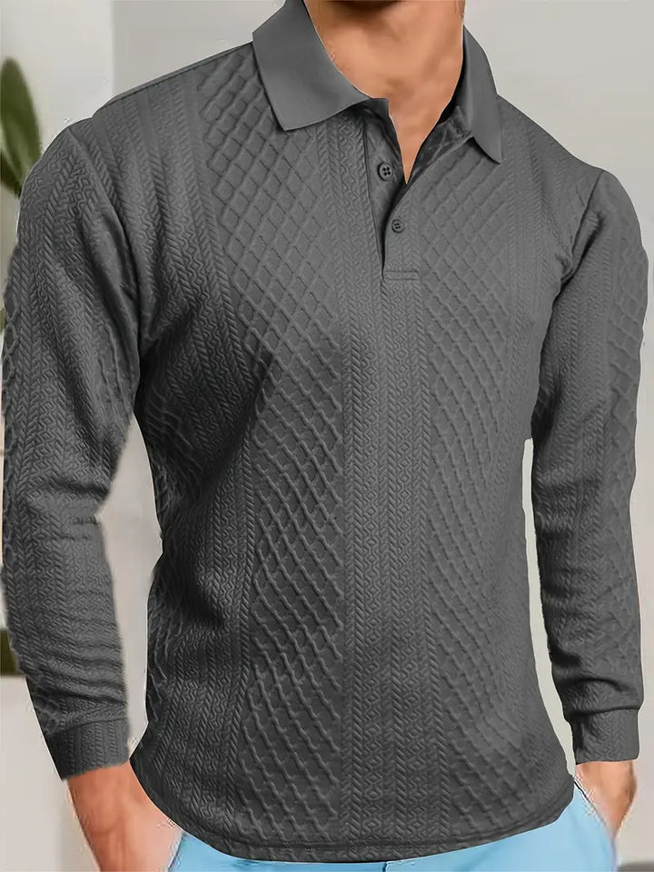 Benoit | Textured T-Shirt with Jacquard Collar
