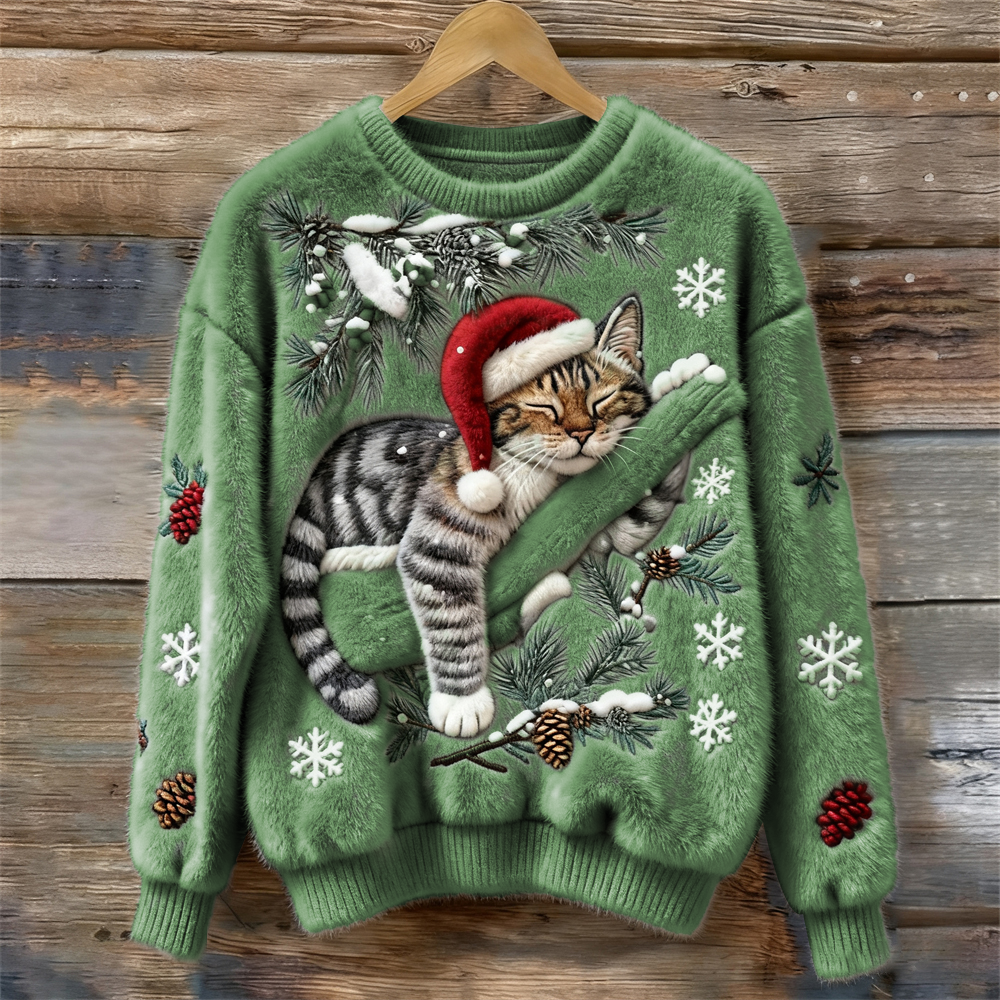 Nevita™ | Soft Christmas Sweater with Festive Cat