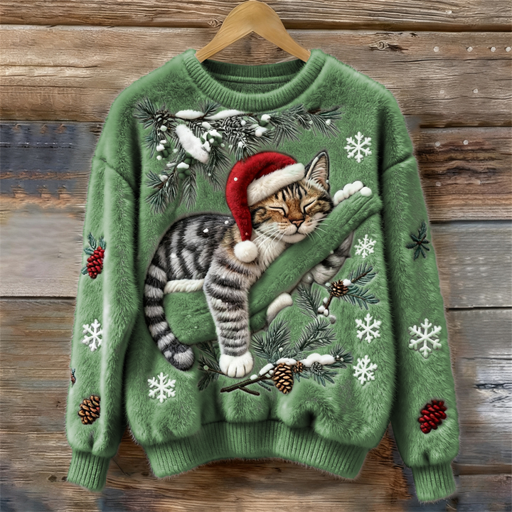 Nevita™ | Soft Christmas Sweater with Festive Cat