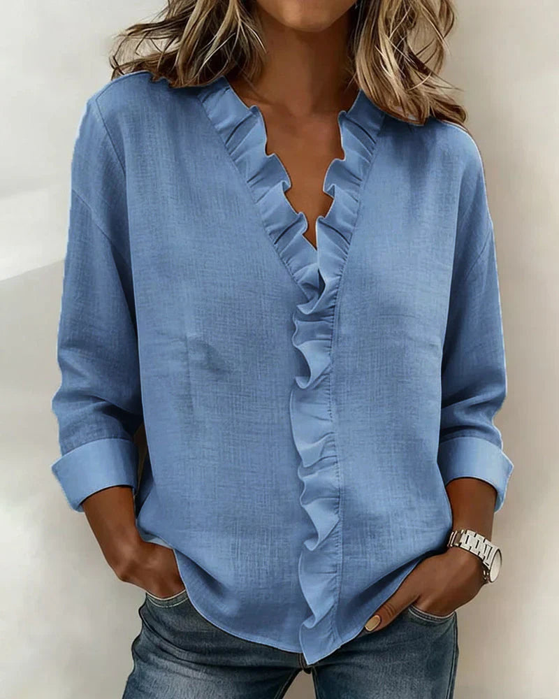 Susan | Ruffled V-Neck Blouse