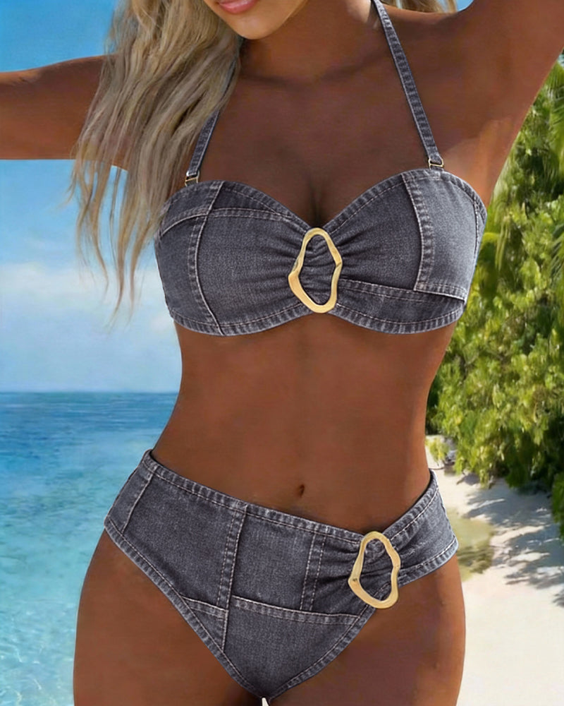 Bikini Suspender with Metal Loop Two-Piece