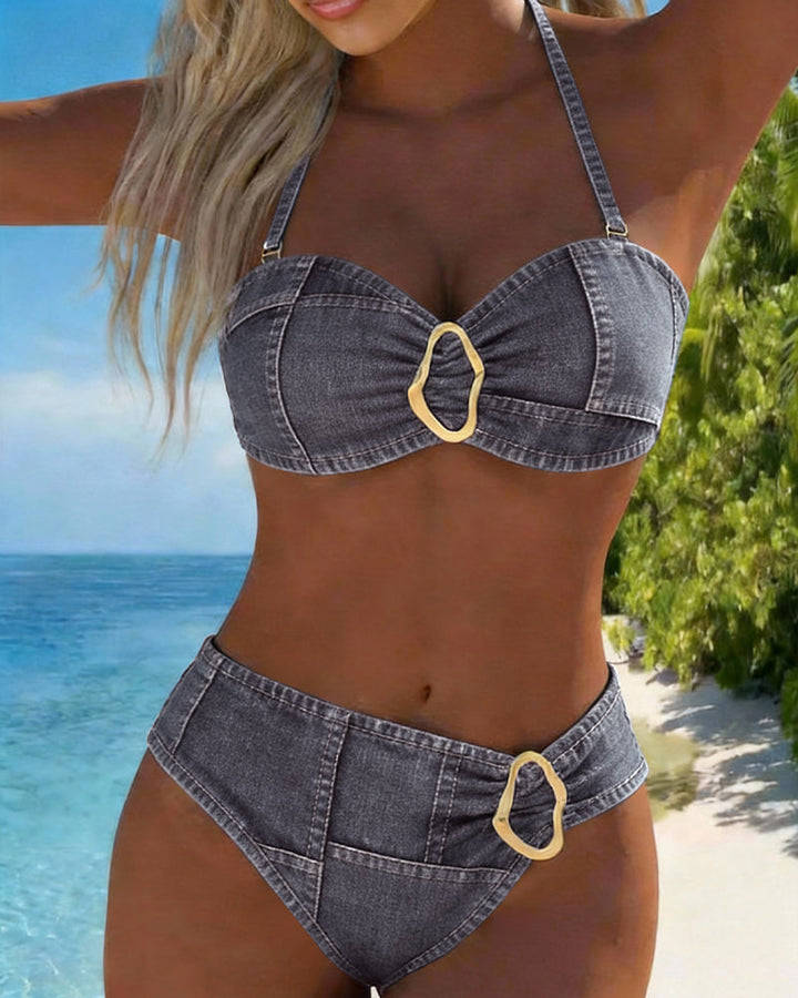 Bikini Suspender with Metal Loop Two-Piece