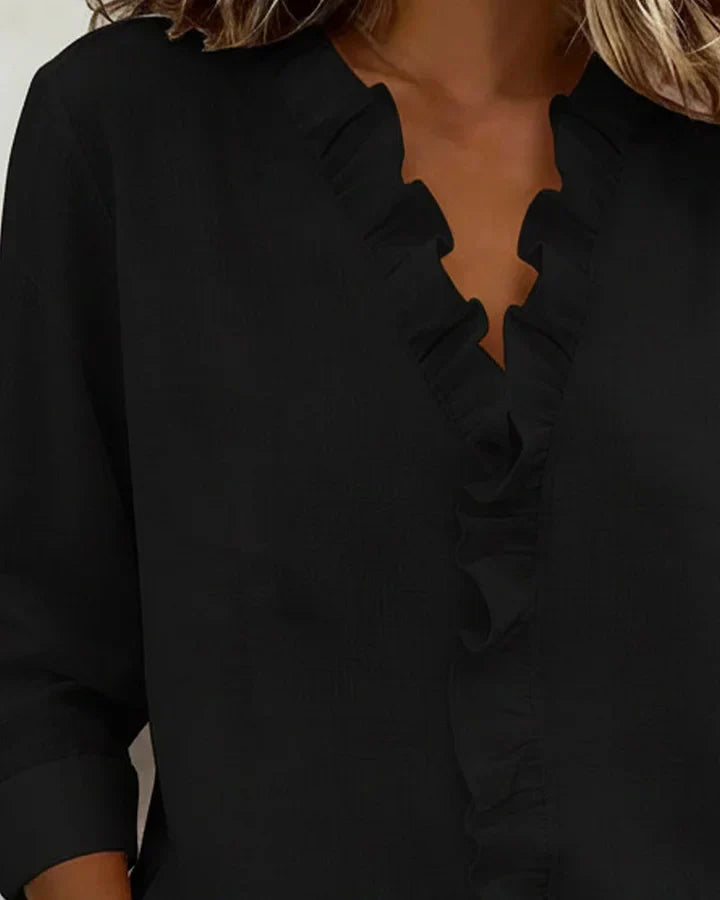 Susan | Ruffled V-Neck Blouse