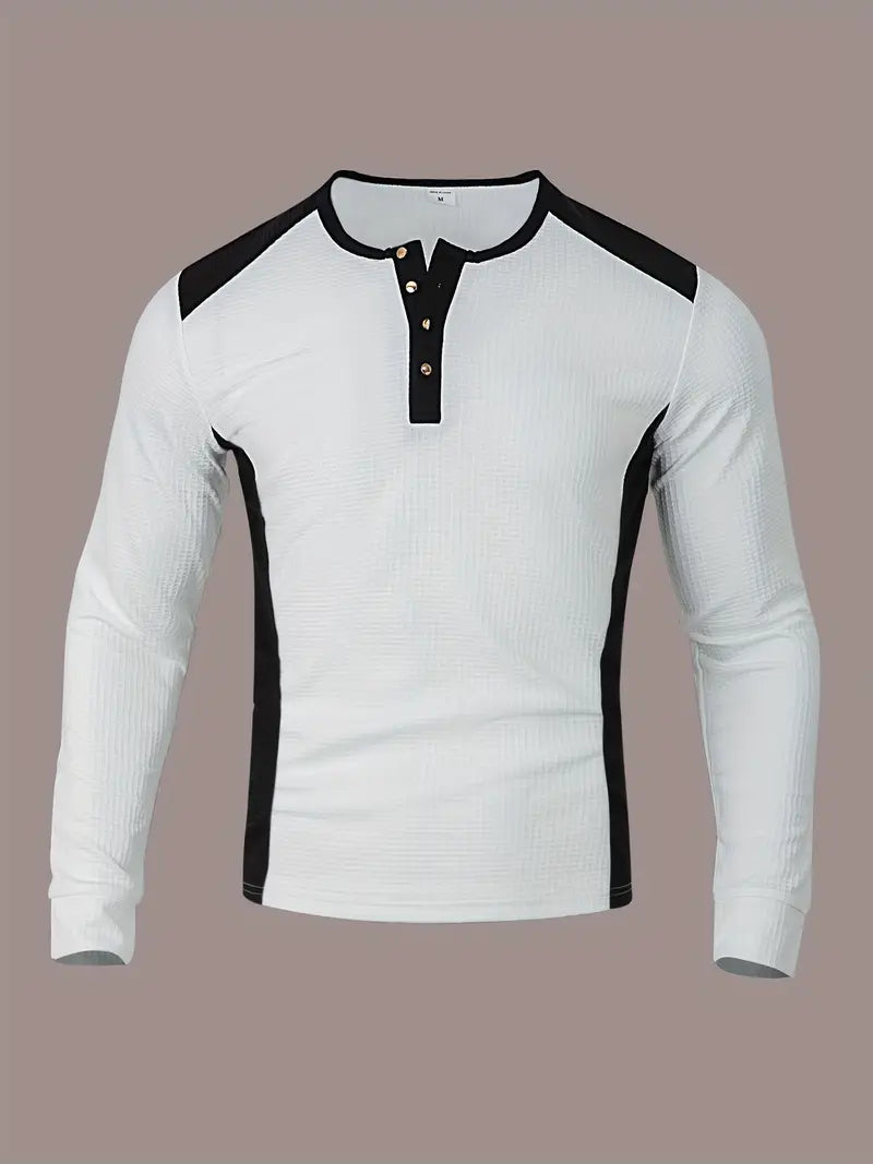 Kyran | Waffle Long Sleeve Henley Shirt