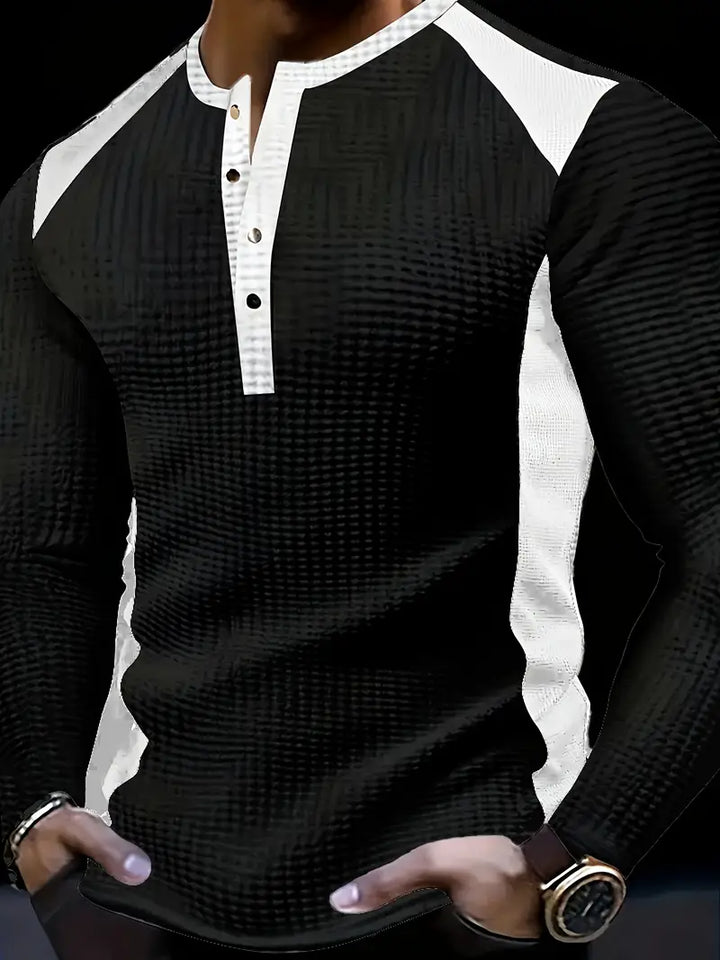 Kyran | Waffle Long Sleeve Henley Shirt