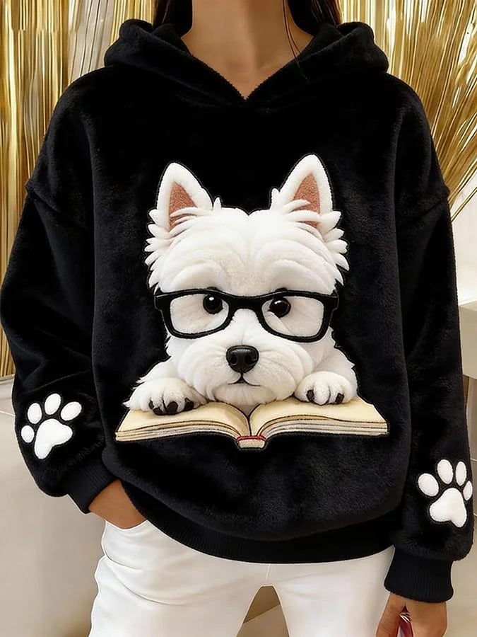 Eglantine | Hooded Sweatshirt with Terrier Print