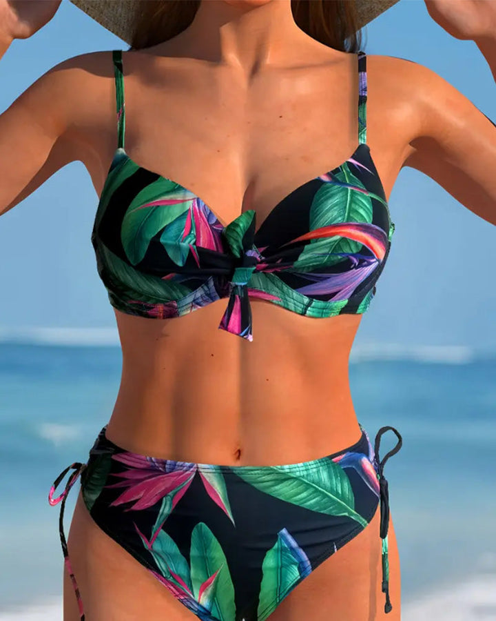 Printed Swimsuit with Triangle Bra Straps