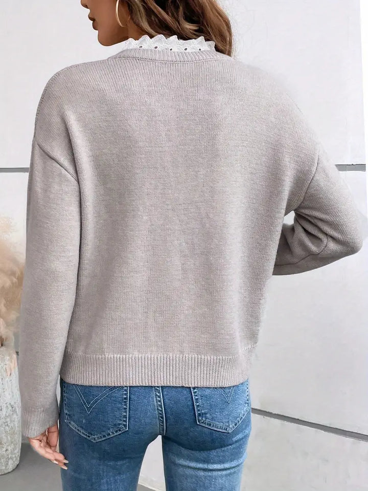 Céline | Sweater with Lace Neckline