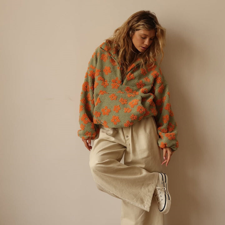 Azelma™ | Floral Print Fleece Sweater