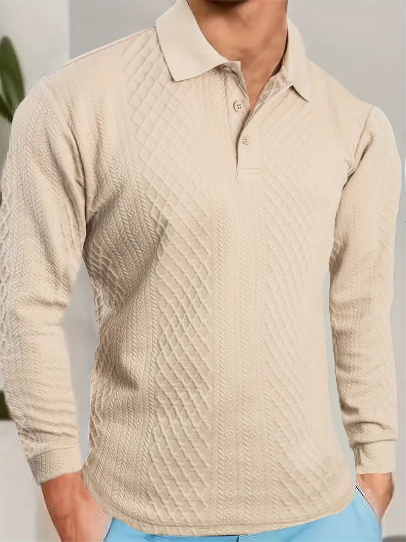 Benoit | Textured T-Shirt with Jacquard Collar