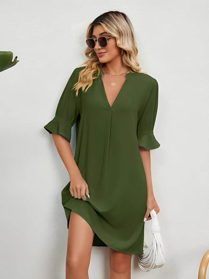 Amy | Casual Pleated Knee-Length Dress