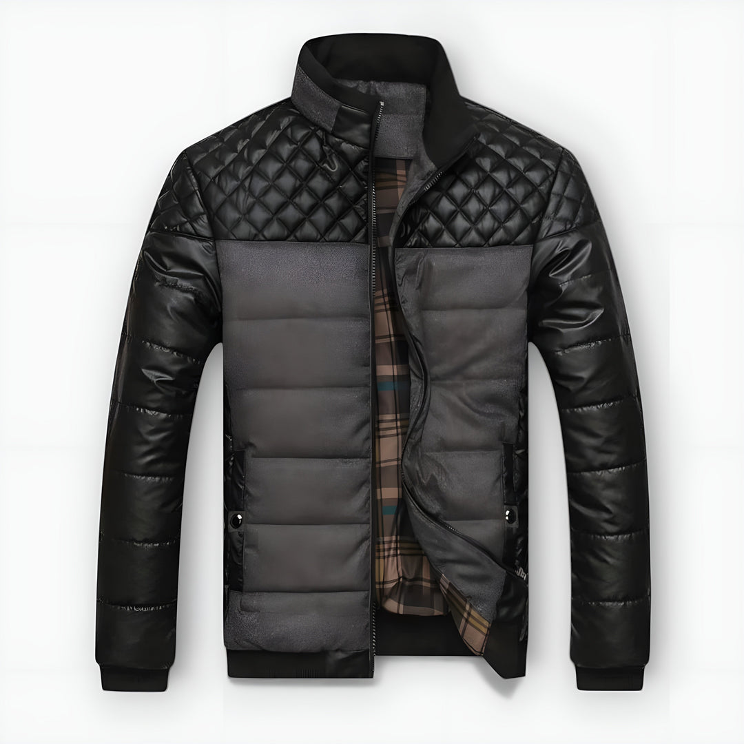 Félix™ | Two-tone quilted leather and fabric jacket