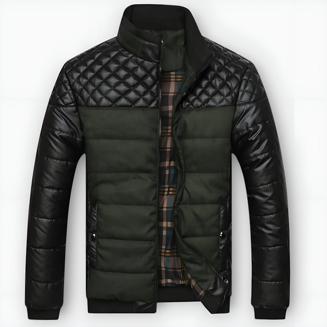 Félix™ | Two-tone quilted leather and fabric jacket