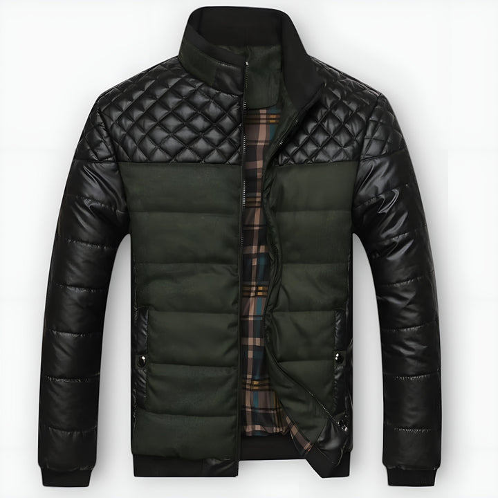 Félix™ | Two-tone quilted leather and fabric jacket