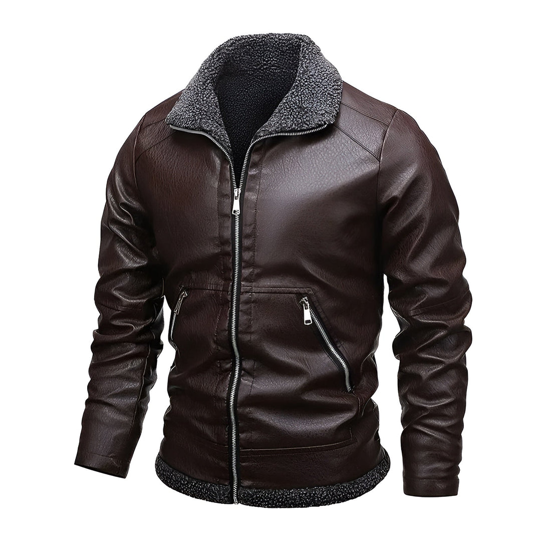 Léo™ | Elegant Leather Jacket Lined with Fleece