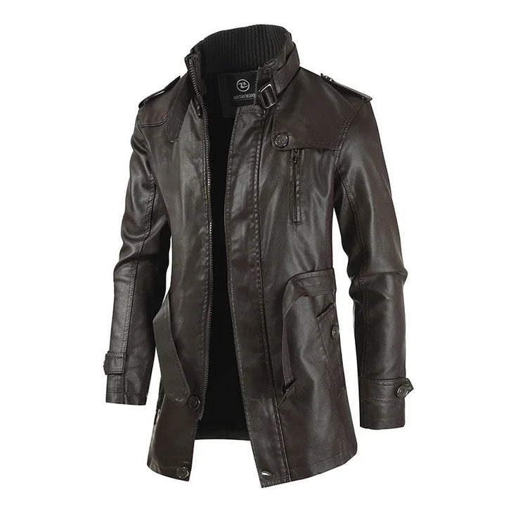 Adrien™ | Elegant Long Leather Coat for Men