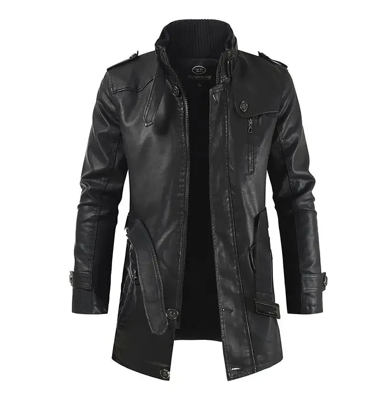 Adrien™ | Elegant Long Leather Coat for Men