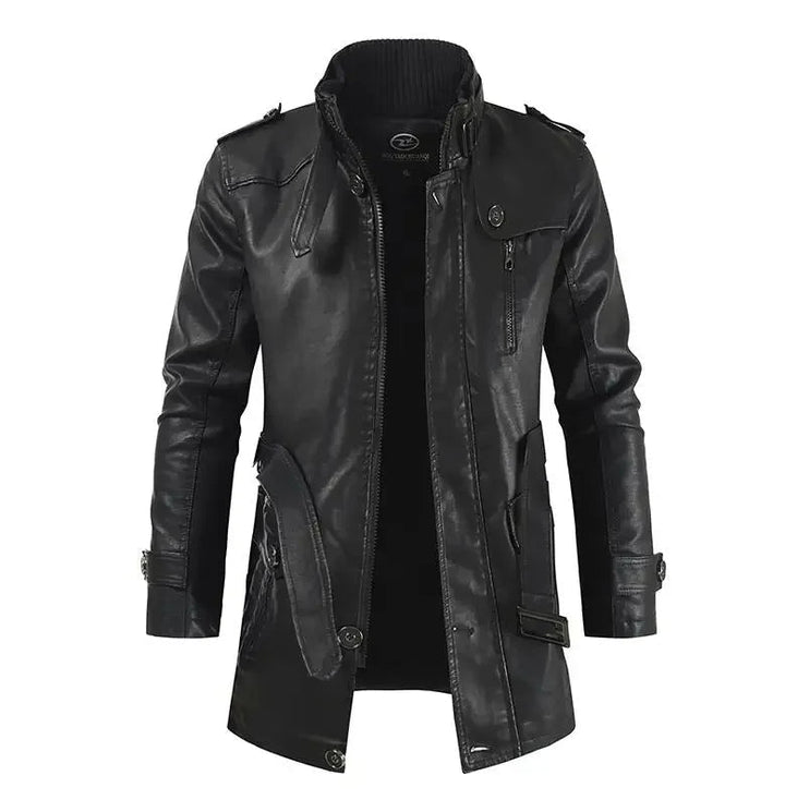 Adrien™ | Elegant Long Leather Coat for Men
