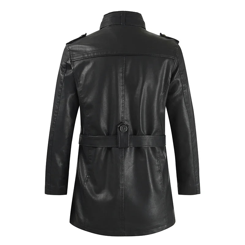 Adrien™ | Elegant Long Leather Coat for Men