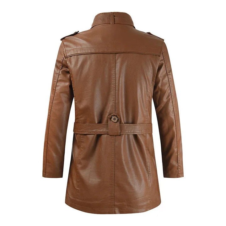 Adrien™ | Elegant Long Leather Coat for Men